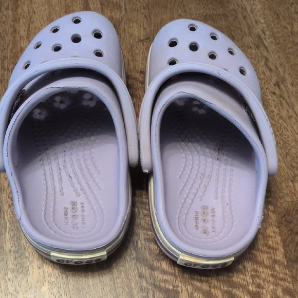 CROCS Kids White Sandals with Purple Stripe - Picture 2 of 4